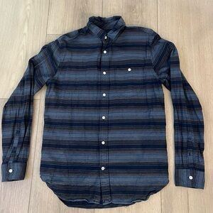 Gap Shirt Men Large Blue Stripes Cotton Spandex Casual Preppy Button Up Size M